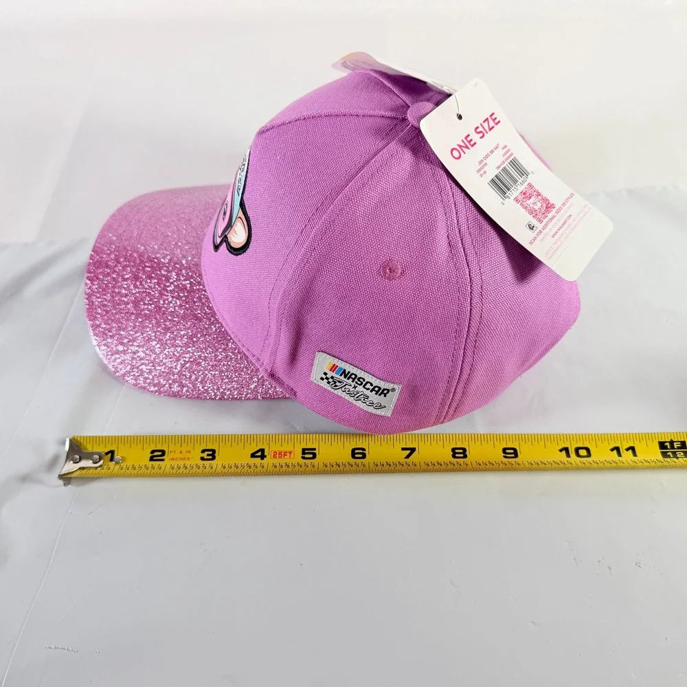 Justice x NASCAR Girls Pink Glitter Brim Baseball Hat Chihuahau Dog OSFM